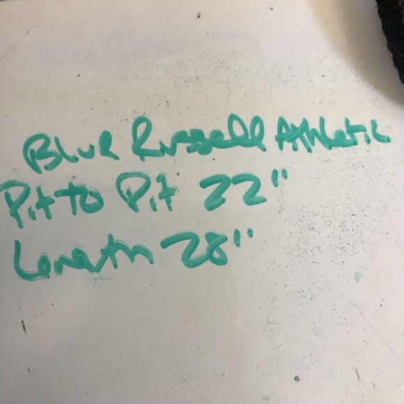 Vintage Russell Sweatshirt Mens Medium Blue Spellout Sweater 80s Cotton Blend - Picture 7 of 11